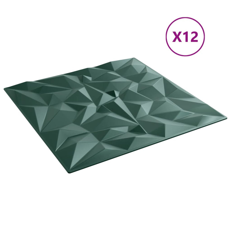 vidaXL 12 db zöld XPS ametisztmintás fali panel 50 x 50 cm 3 m²