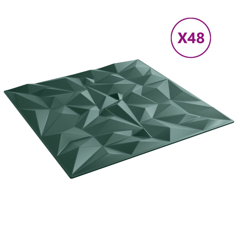 vidaXL 48 db zöld XPS ametisztmintás fali panel 50 x 50 cm 12 m²