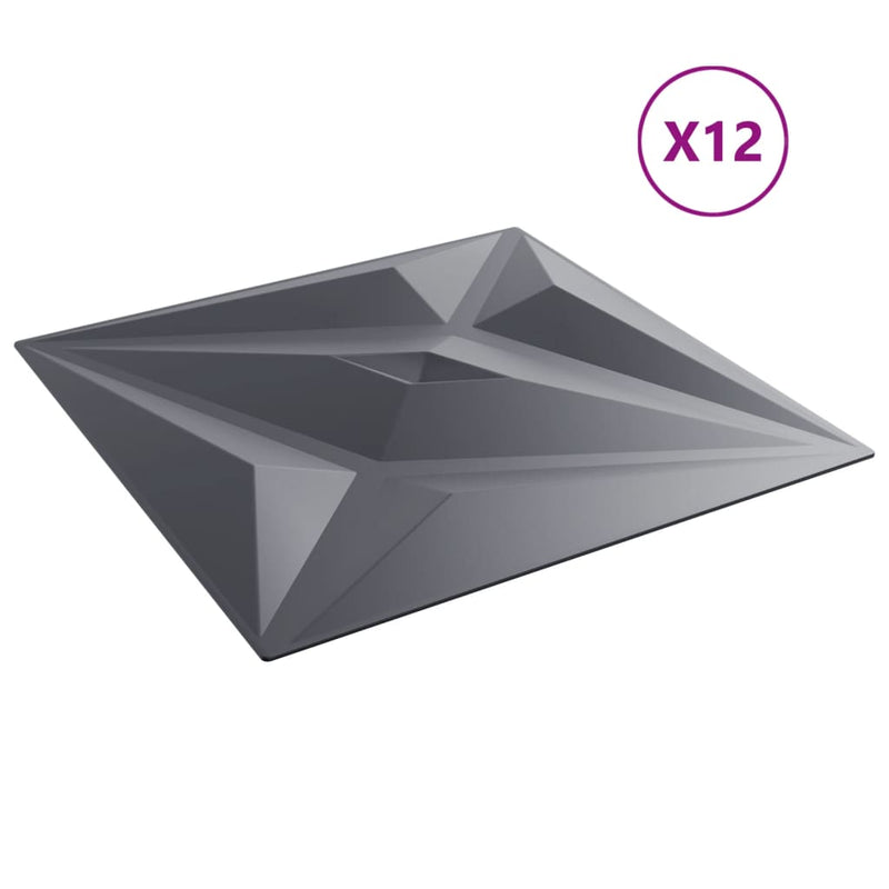 vidaXL 12 db szürke XPS csillagmintás fali panel 50 x 50 cm 3 m²