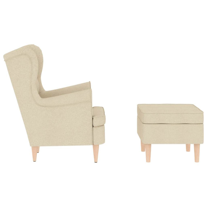 vidaXL krémszínű szövet fotel lábzsámollyal