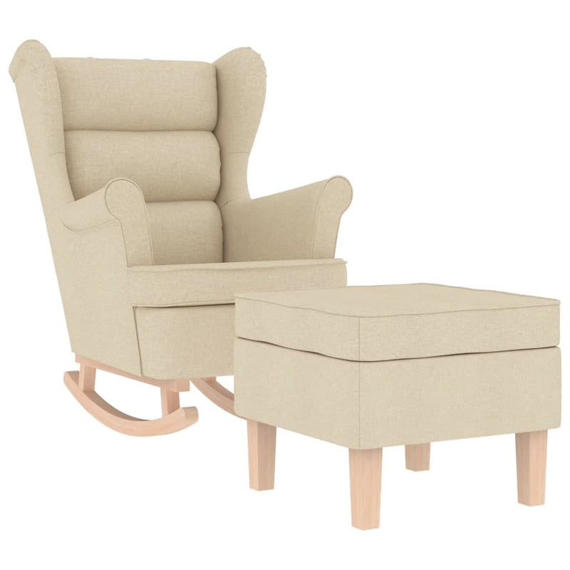 vidaXL krémszínű szövet hintaszék lábtartóval