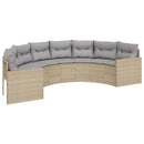 vidaXL félkör alakú bézs polirattan kerti kanapé asztallal és párnával