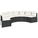 vidaXL félkör alakú fekete polirattan kerti kanapé párnákkal