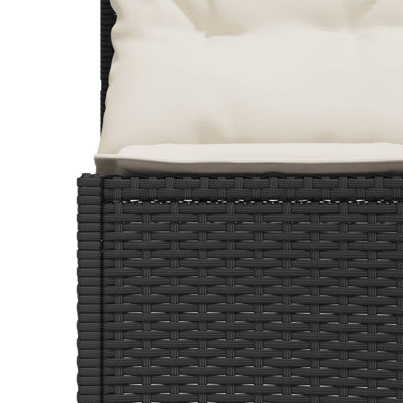 vidaXL félkör alakú fekete polirattan kerti kanapé párnákkal