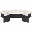 vidaXL fekete polirattan kerek kerti kanapé párnákkal