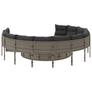 vidaXL szürke polirattan kerek kerti kanapé asztallal és párnákkal