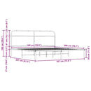 vidaXL füstös tölgy színű fém ágykeret matrac nélkül 180 x 200 cm