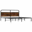 vidaXL füstös tölgy színű fém ágykeret matrac nélkül 193 x 203 cm