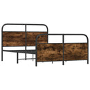 vidaXL füstös tölgy színű fém ágykeret matrac nélkül 140 x 190 cm