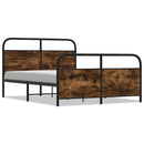 vidaXL füstös tölgy színű fém ágykeret matrac nélkül 140 x 200 cm