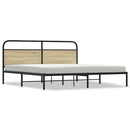 vidaXL sonoma tölgy színű fém ágykeret matrac nélkül 183 x 213 cm