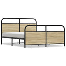 vidaXL sonoma tölgy színű fém ágykeret matrac nélkül 150 x 200 cm