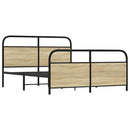 vidaXL sonoma tölgy színű fém ágykeret matrac nélkül 150 x 200 cm