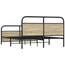 vidaXL sonoma tölgy színű fém ágykeret matrac nélkül 150 x 200 cm