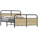 vidaXL sonoma tölgy színű fém ágykeret matrac nélkül 150 x 200 cm