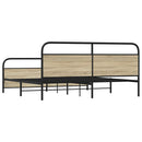 vidaXL sonoma tölgy színű fém ágykeret matrac nélkül 180 x 200 cm