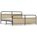 vidaXL sonoma tölgy színű fém ágykeret matrac nélkül 183 x 213 cm