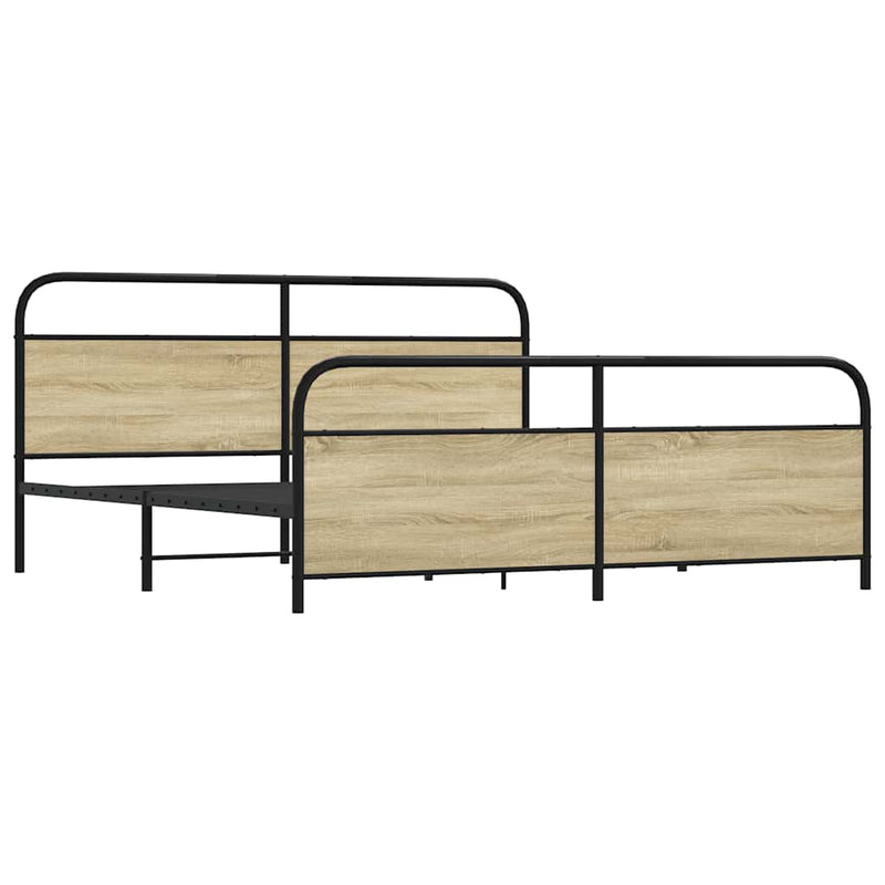 vidaXL sonoma tölgy színű fém ágykeret matrac nélkül 183 x 213 cm