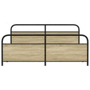 vidaXL sonoma tölgy színű fém ágykeret matrac nélkül 183 x 213 cm