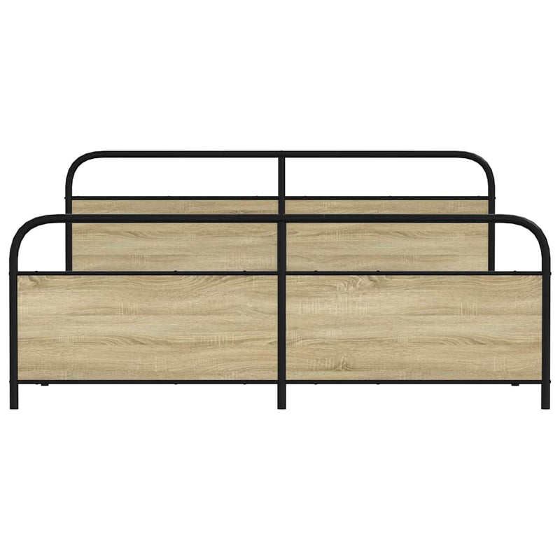 vidaXL sonoma tölgy színű fém ágykeret matrac nélkül 183 x 213 cm