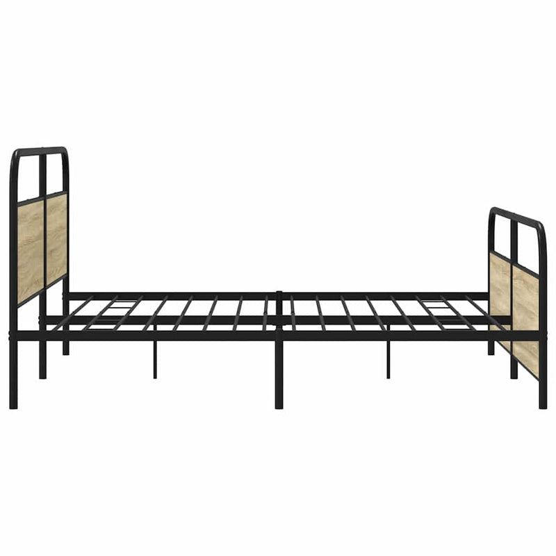 vidaXL sonoma tölgy színű fém ágykeret matrac nélkül 183 x 213 cm