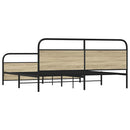 vidaXL sonoma tölgy színű fém ágykeret matrac nélkül 183 x 213 cm