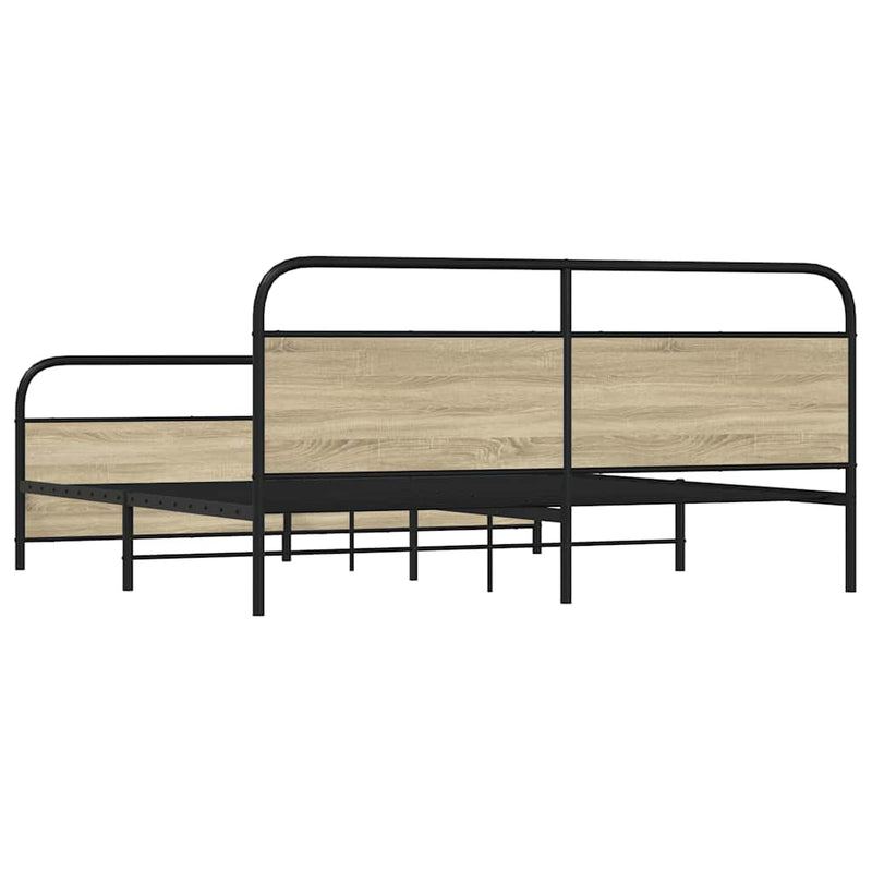 vidaXL sonoma tölgy színű fém ágykeret matrac nélkül 183 x 213 cm