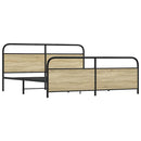 vidaXL sonoma tölgy színű fém ágykeret matrac nélkül 193 x 203 cm