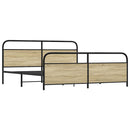 vidaXL sonoma tölgy színű fém ágykeret matrac nélkül 200 x 200 cm
