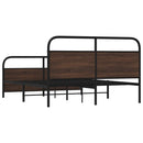 vidaXL barna tölgy színű fém ágykeret matrac nélkül 150 x 200 cm