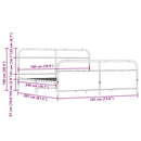 vidaXL barna tölgy színű fém ágykeret matrac nélkül 180 x 200 cm