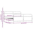 vidaXL barna tölgy színű fém ágykeret matrac nélkül 183 x 213 cm