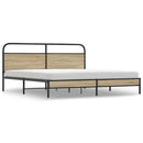 vidaXL füstös tölgy színű fém ágykeret matrac nélkül 180 x 200 cm