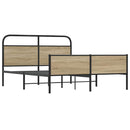 vidaXL füstös tölgy színű fém ágykeret matrac nélkül 160 x 200 cm