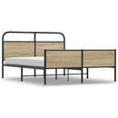 vidaXL füstös tölgy színű fém ágykeret matrac nélkül 180 x 200 cm