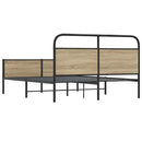 vidaXL füstös tölgy színű fém ágykeret matrac nélkül 180 x 200 cm