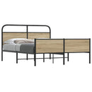vidaXL füstös tölgy színű fém ágykeret matrac nélkül 180 x 200 cm