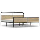 vidaXL füstös tölgy színű fém ágykeret matrac nélkül 183 x 213 cm