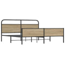 vidaXL füstös tölgy színű fém ágykeret matrac nélkül 183 x 213 cm
