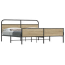 vidaXL füstös tölgy színű fém ágykeret matrac nélkül 183 x 213 cm