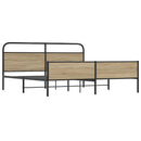 vidaXL füstös tölgy színű fém ágykeret matrac nélkül 150 x 200 cm