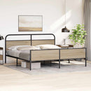 vidaXL füstös tölgy színű fém ágykeret matrac nélkül 150 x 200 cm