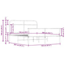 vidaXL füstös tölgy színű fém ágykeret matrac nélkül 150 x 200 cm
