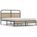 vidaXL füstös tölgy színű fém ágykeret matrac nélkül 160 x 200 cm