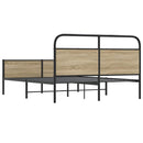 vidaXL füstös tölgy színű fém ágykeret matrac nélkül 160 x 200 cm