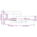 vidaXL füstös tölgy színű fém ágykeret matrac nélkül 160 x 200 cm