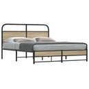 vidaXL füstös tölgy színű fém ágykeret matrac nélkül 160 x 200 cm