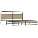 vidaXL füstös tölgy színű fém ágykeret matrac nélkül 180 x 200 cm