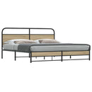 vidaXL füstös tölgy színű fém ágykeret matrac nélkül 183 x 213 cm