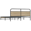 vidaXL füstös tölgy színű fém ágykeret matrac nélkül 200 x 200 cm